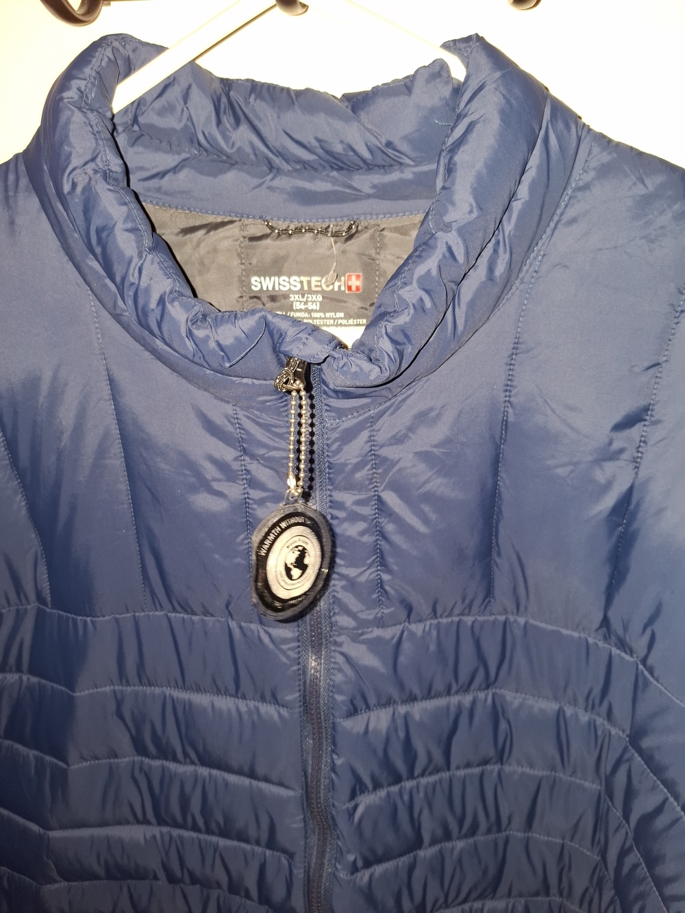 Swiss Tech Performance Gear Big Men's Blue Puffer Jacket Full Zip Stand-Up 3XL